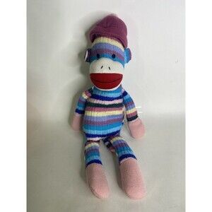TM Toys R Us Sock Monkey Striped Multicolor Plush Stuffed Animal Toy 2014